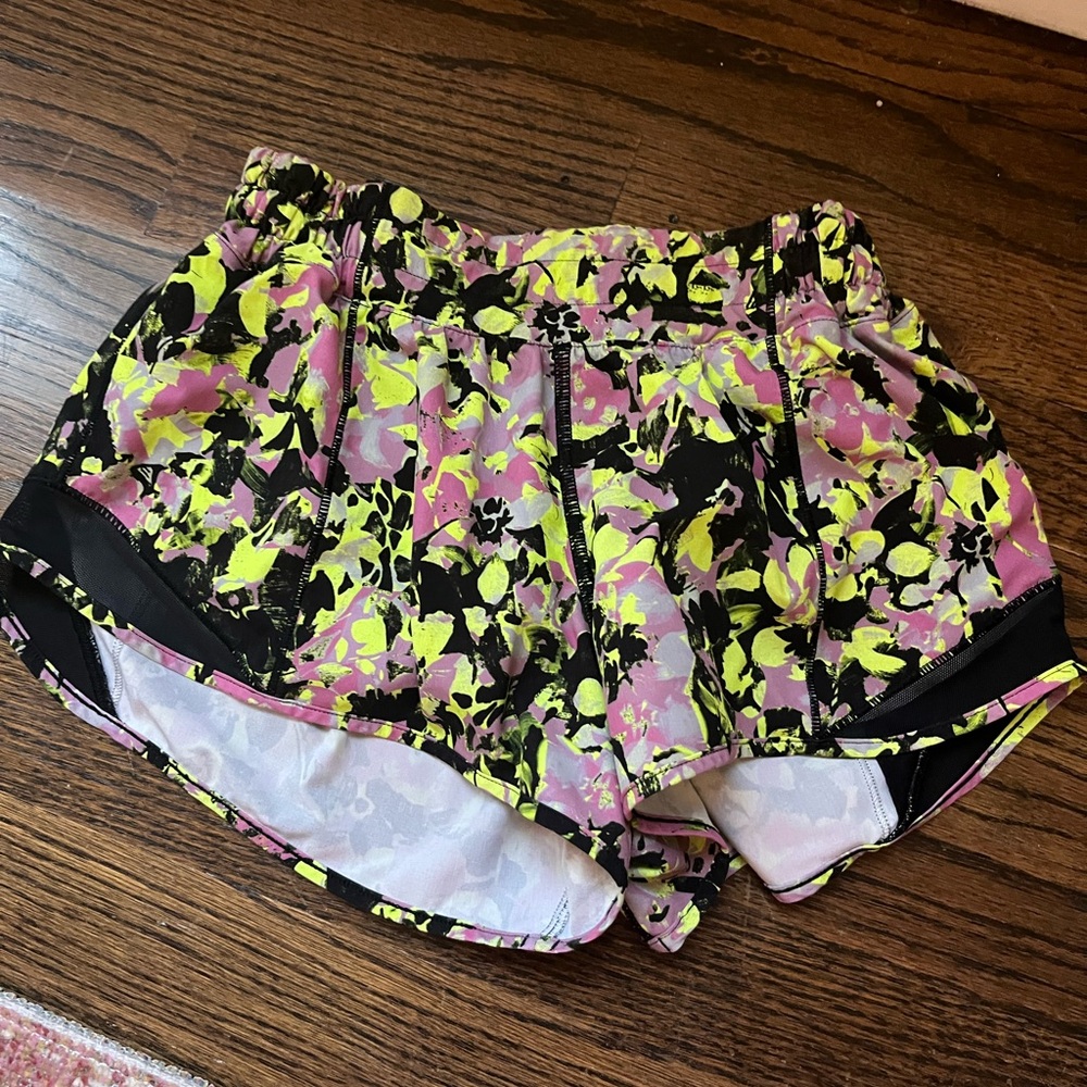 Lululemon Athletica Black and Pink Athletic Shorts Vibrant Design